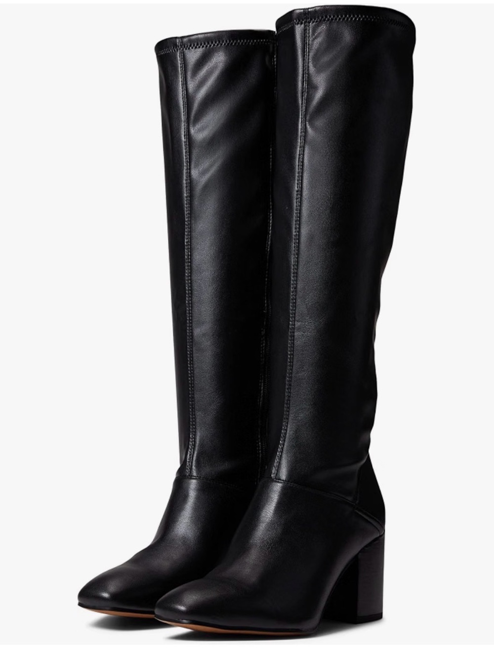 Franco Sarto Black Knee-High Leather Block Heel Boots